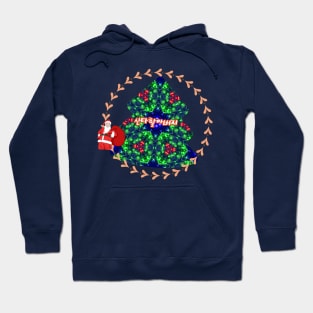 Christmas tree and Santa Claus. Hoodie